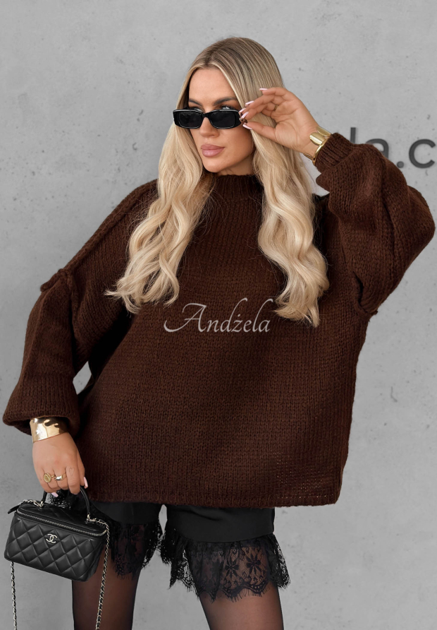Weicher Oversize-Pullover November Mist Schokoladenbraun