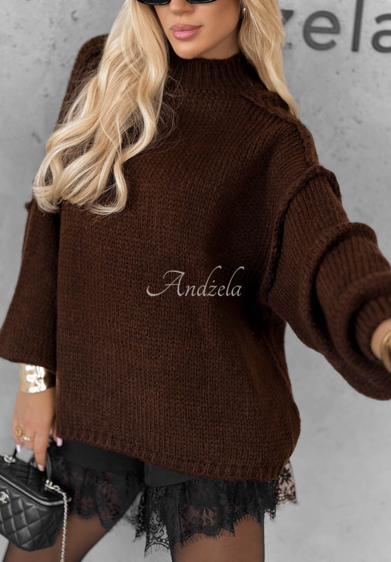 Weicher Oversize-Pullover November Mist Schokoladenbraun