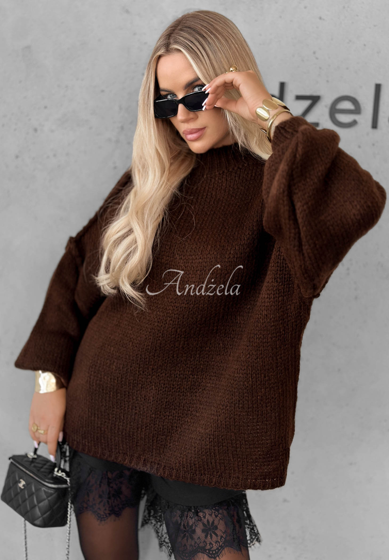 Weicher Oversize-Pullover November Mist Schokoladenbraun