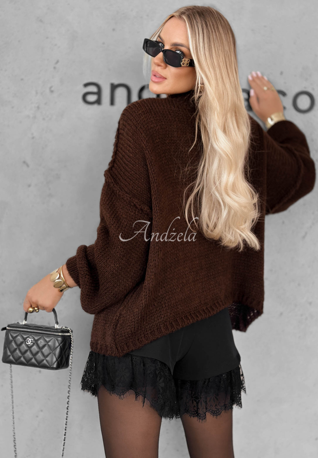 Weicher Oversize-Pullover November Mist Schokoladenbraun