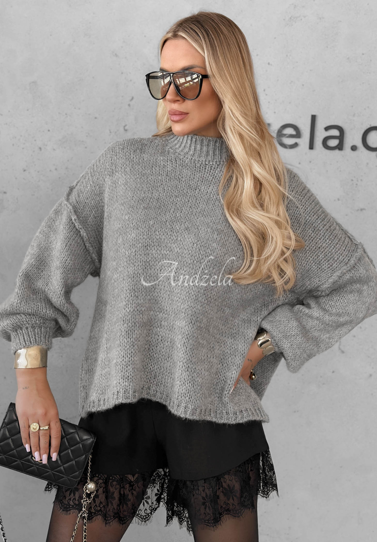 Weicher Oversize-Pullover November Mist Grau