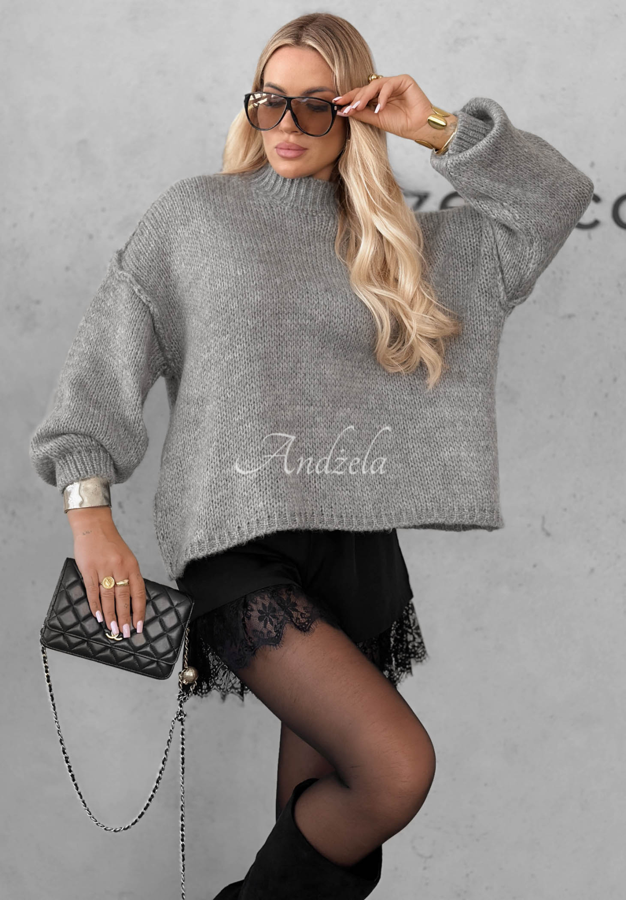 Weicher Oversize-Pullover November Mist Grau