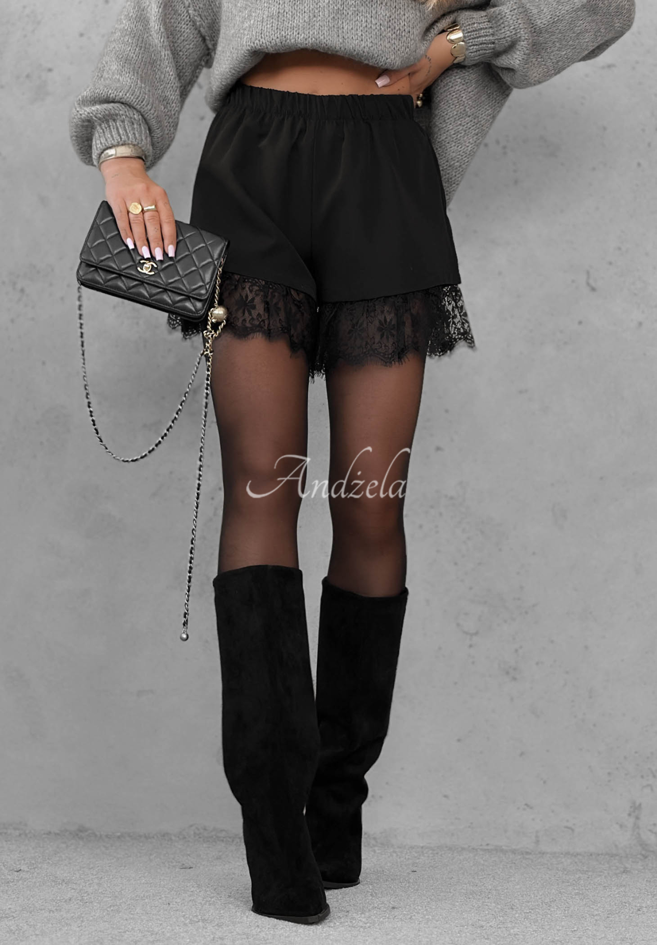 Shorts mit Spitze Fall Icon Schwarz