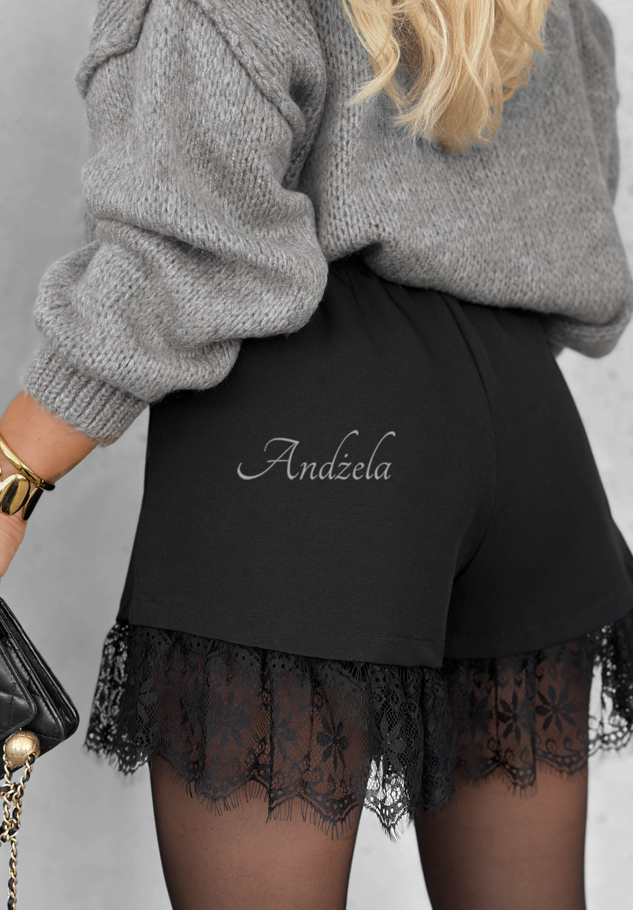 Shorts mit Spitze Fall Icon Schwarz