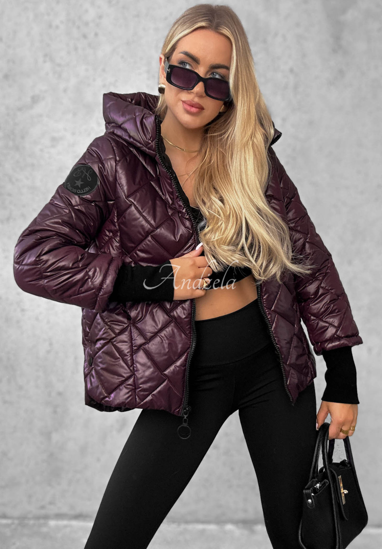 Steppjacke mit Kapuze Just The Wind Beerenfarben