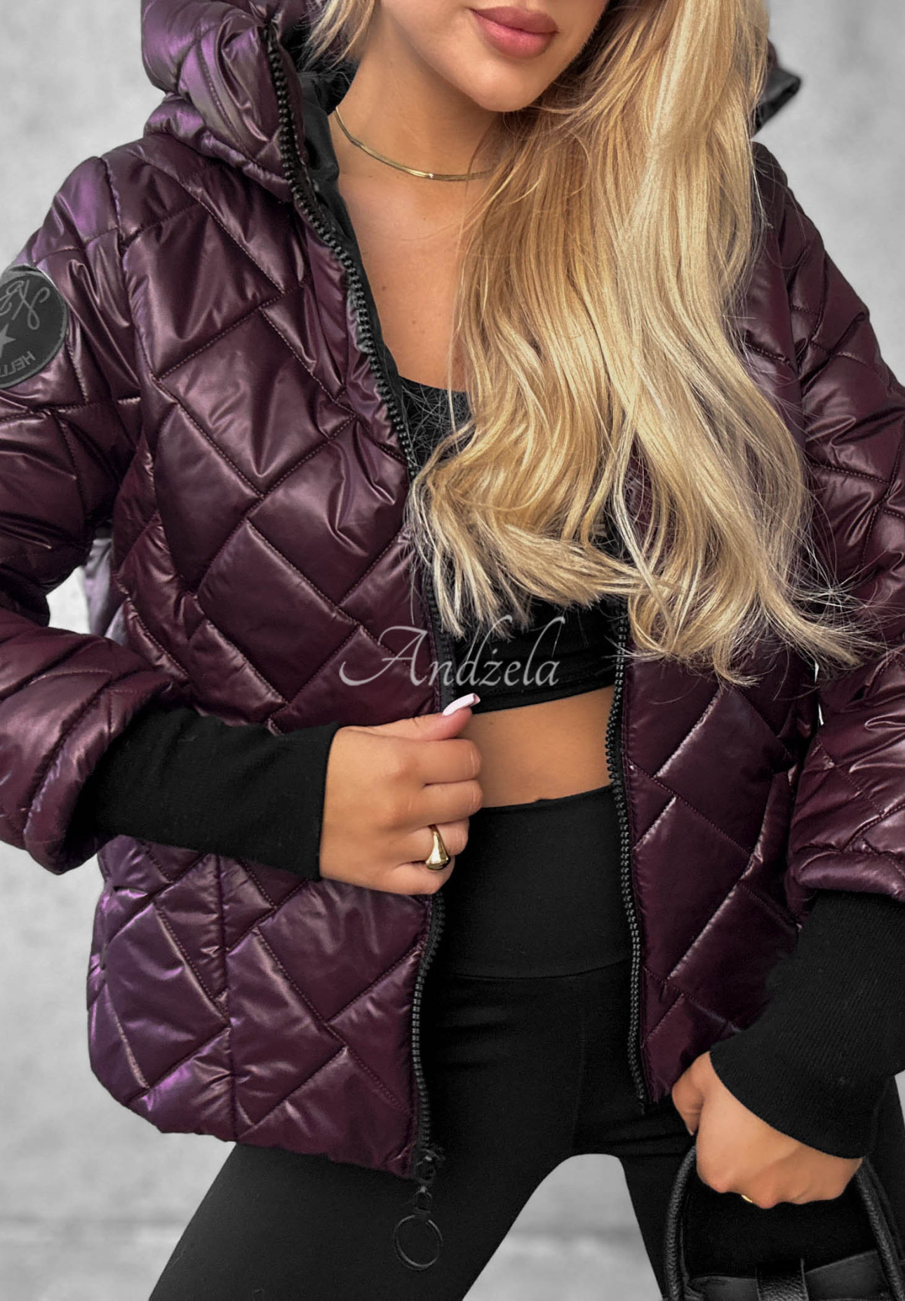 Steppjacke mit Kapuze Just The Wind Beerenfarben