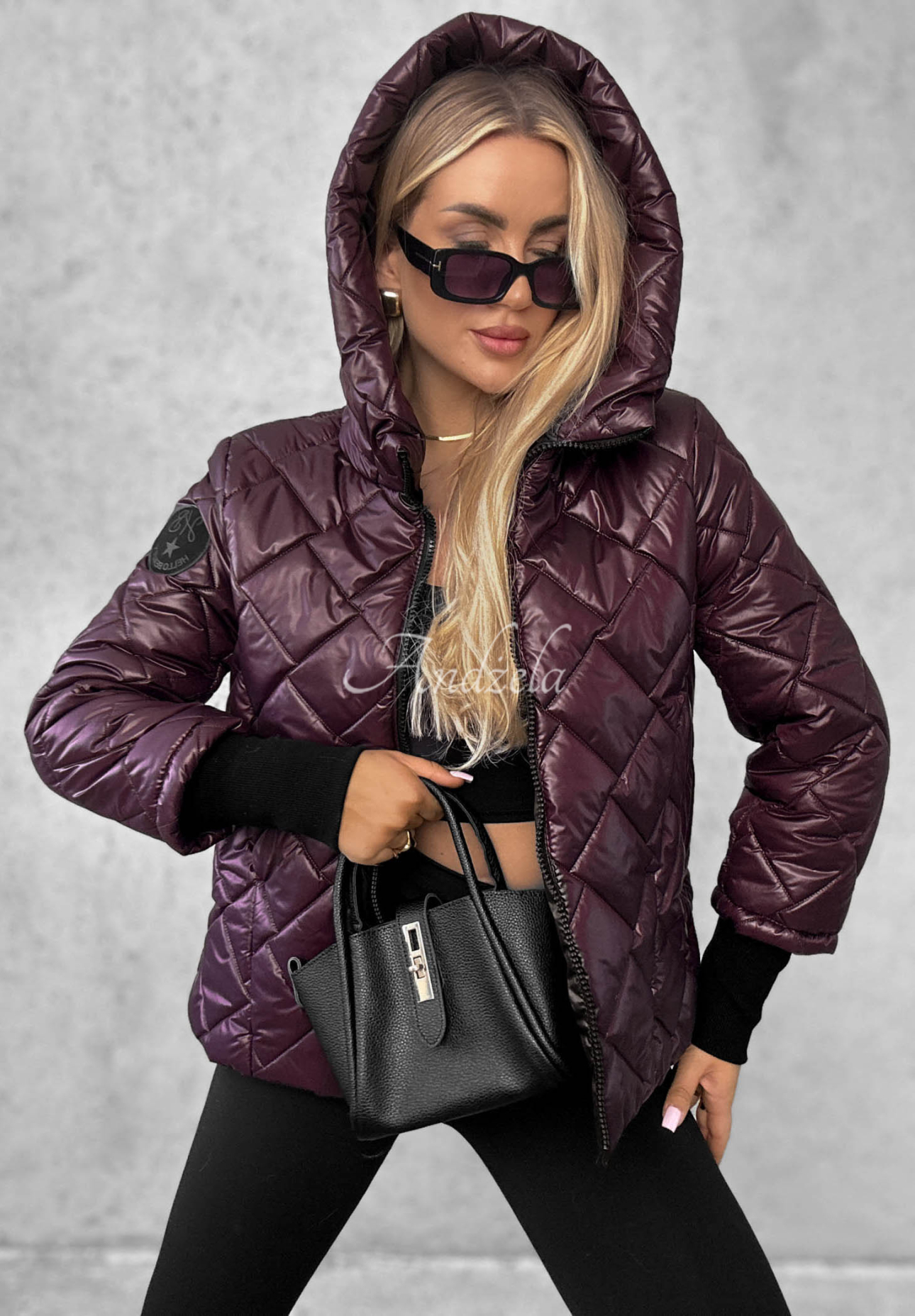 Steppjacke mit Kapuze Just The Wind Beerenfarben