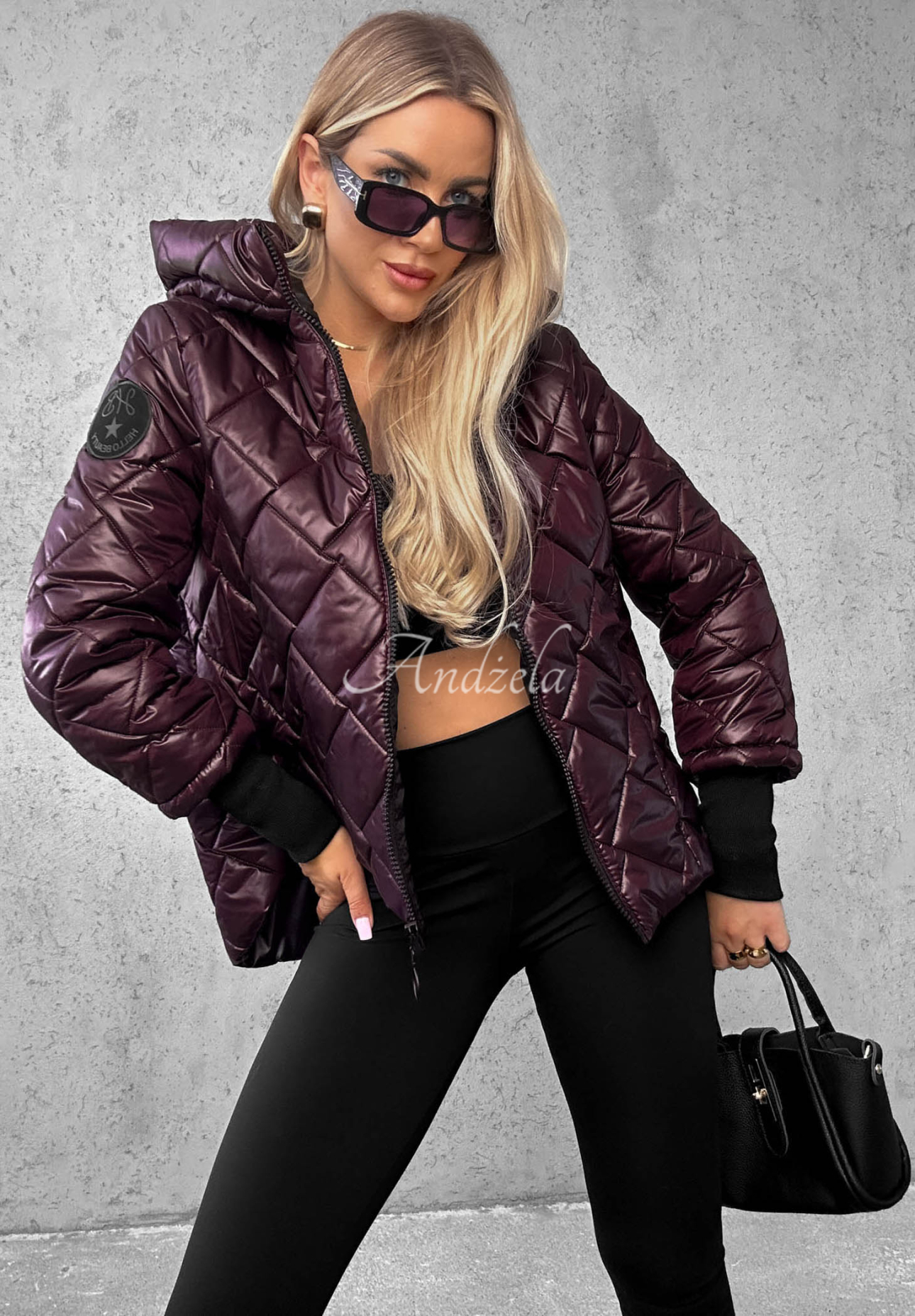 Steppjacke mit Kapuze Just The Wind Beerenfarben