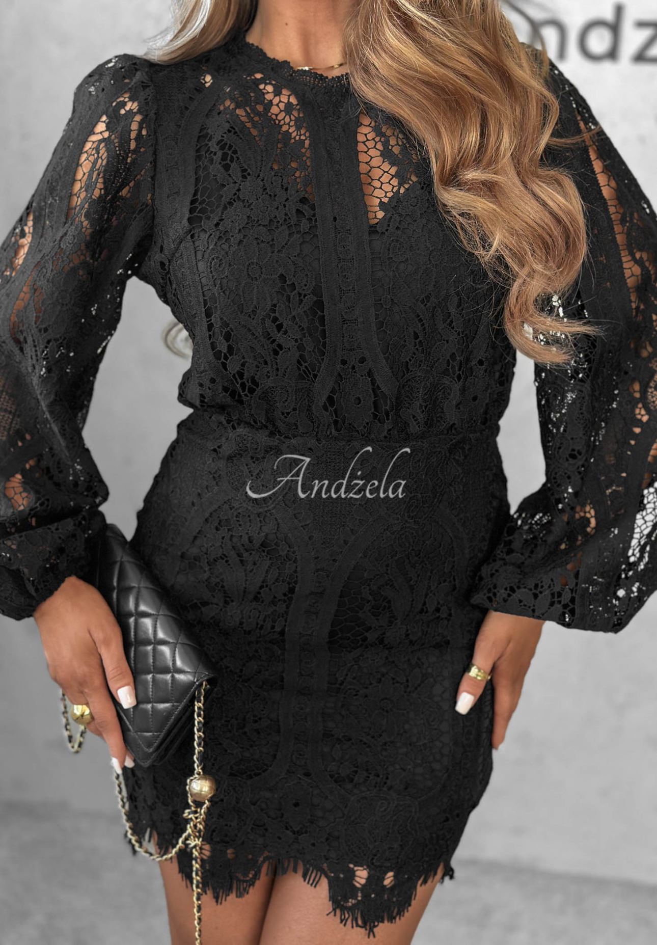 Minikleid aus Spitze Lace Moment Schwarz