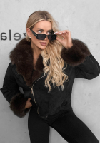 Zamszowa Jacke z futerkiem Golden Season Dunkelblau