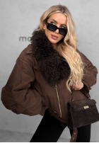 Oversizowa Jacke bomberka z futerkiem Chestnut Cloud Schokoladenbraun