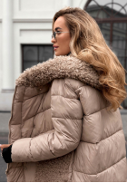 Długa pikowana Jacke z kożuszkiem Long, Cold Winter Beige