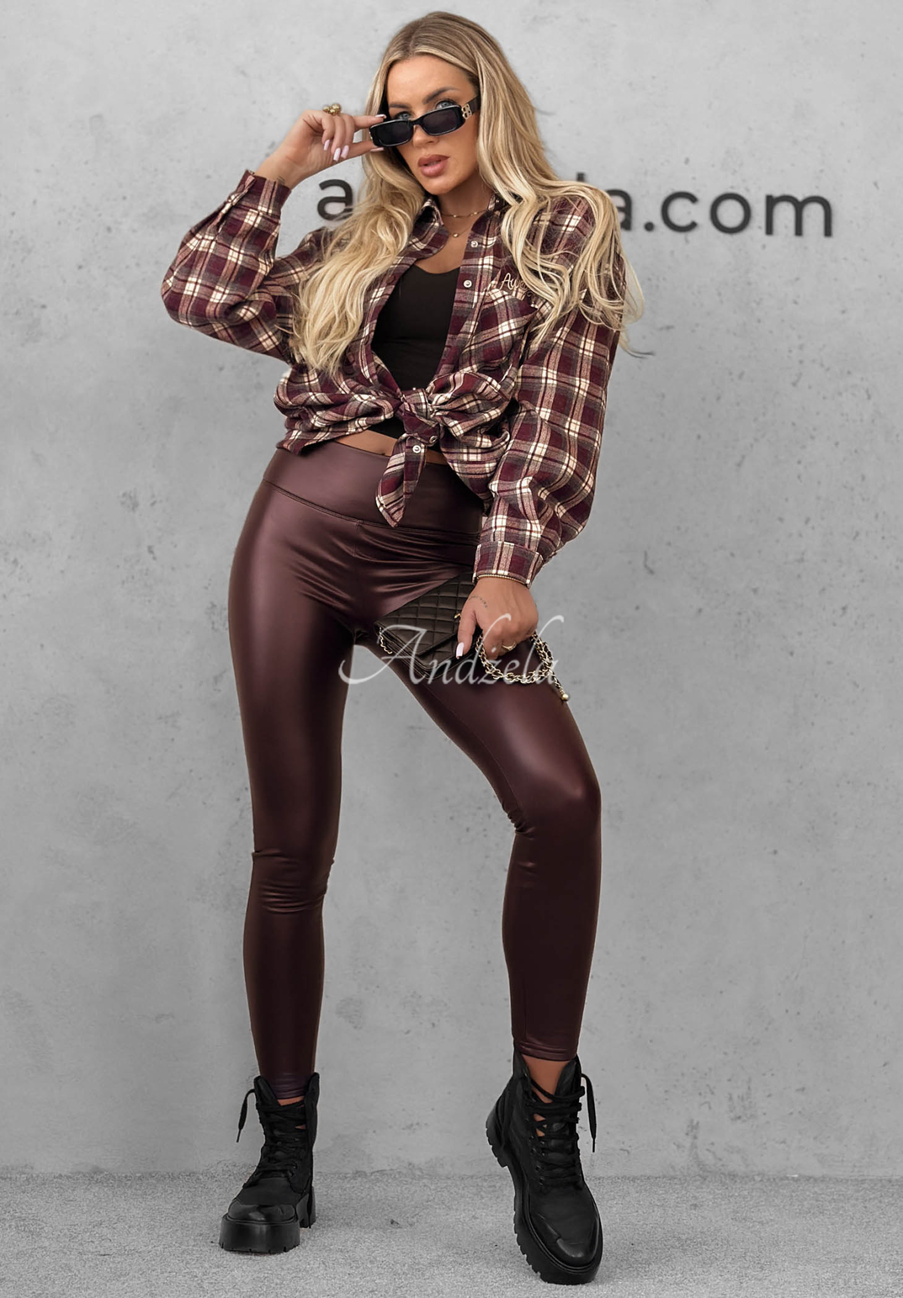Lederleggings Be Like Me Burgunderrot