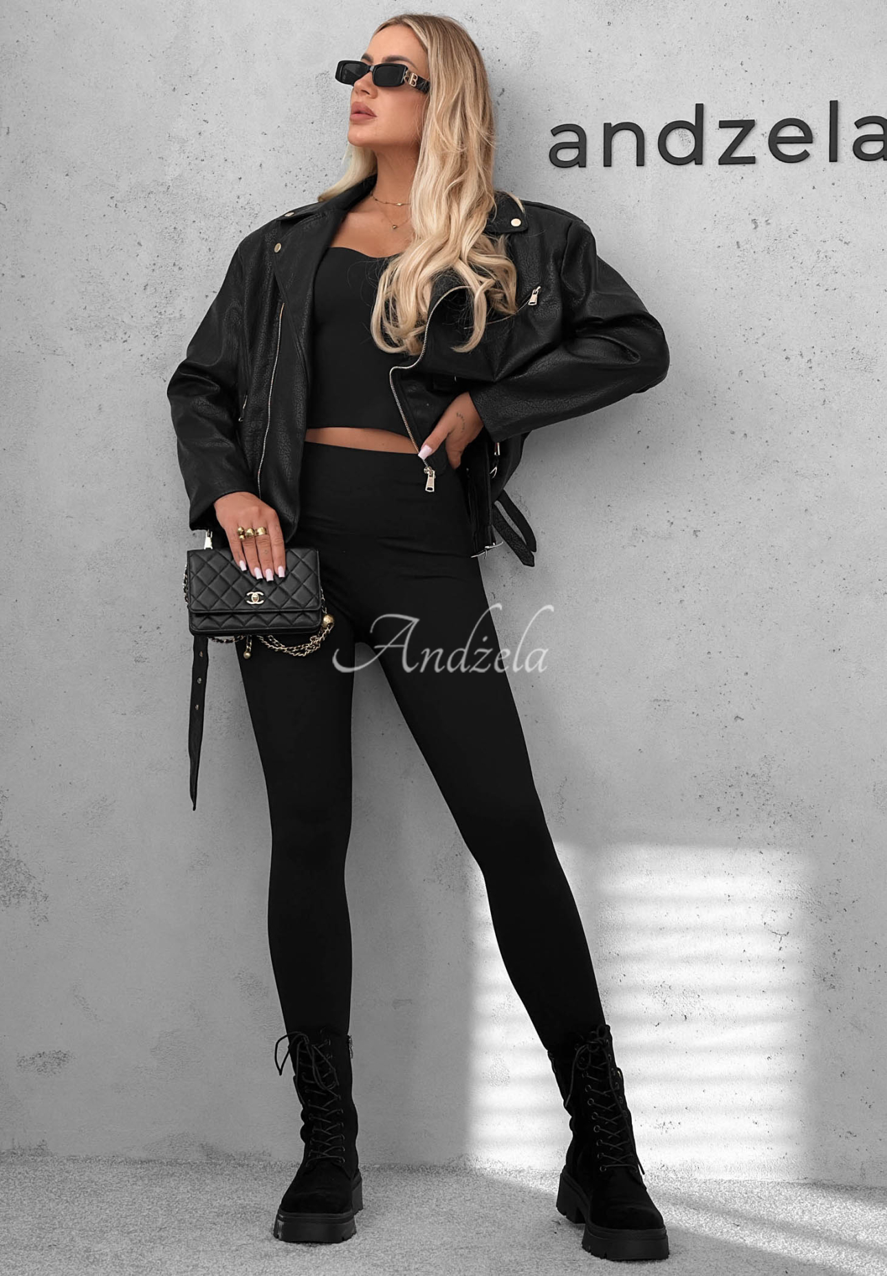 Lasergeschnittene Leggings Rainy Streets Schwarz