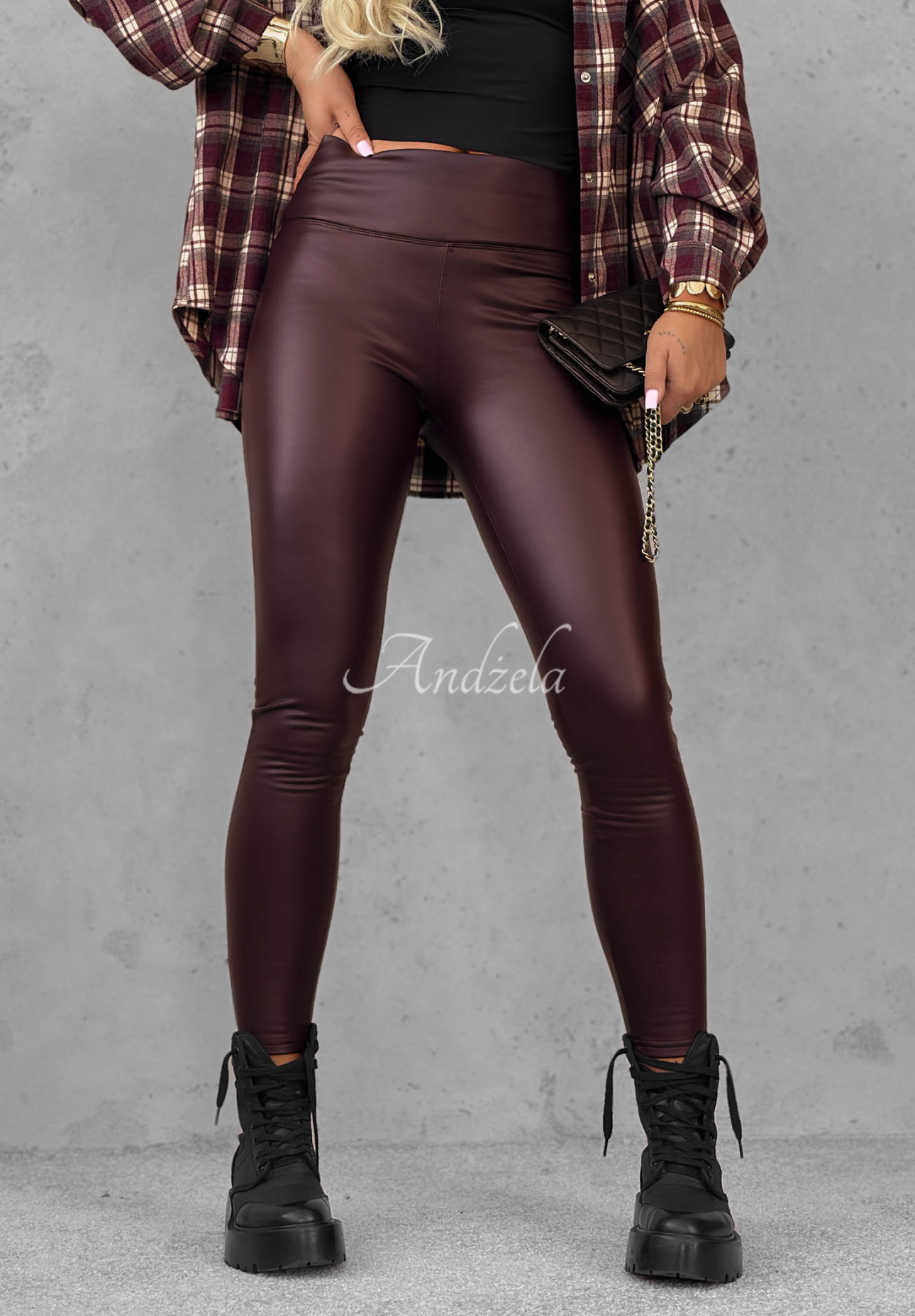 Lederleggings Be Like Me Burgunderrot