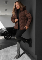 Krótka pikowana Jacke z futerkiem przy kapturze Frost Belle Schokoladenbraun