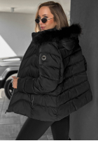 Krótka pikowana Jacke z futerkiem przy kapturze Frost Belle Schokoladenbraun