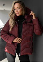 Krótka pikowana Jacke z futerkiem przy kapturze Frost Belle Schokoladenbraun