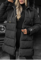 Długa pikowana Jacke z futerkiem Winter Sunday Schwarz