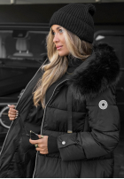 Długa pikowana Jacke z futerkiem Winter Sunday Schwarz