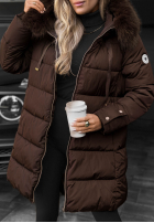 Długa pikowana Jacke z futerkiem Winter Sunday Schwarz