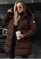Długa pikowana Jacke z futerkiem Winter Sunday Schwarz