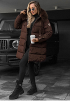 Długa pikowana Jacke z futerkiem Winter Sunday Schwarz