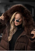Długa pikowana Jacke z futerkiem Winter Sunday Schwarz