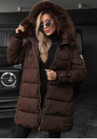 Długa pikowana Jacke z futerkiem Winter Sunday Schwarz