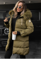 Długa pikowana Jacke z futerkiem Winter Sunday Schwarz