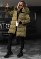 Długa pikowana Jacke z futerkiem Winter Sunday Schwarz