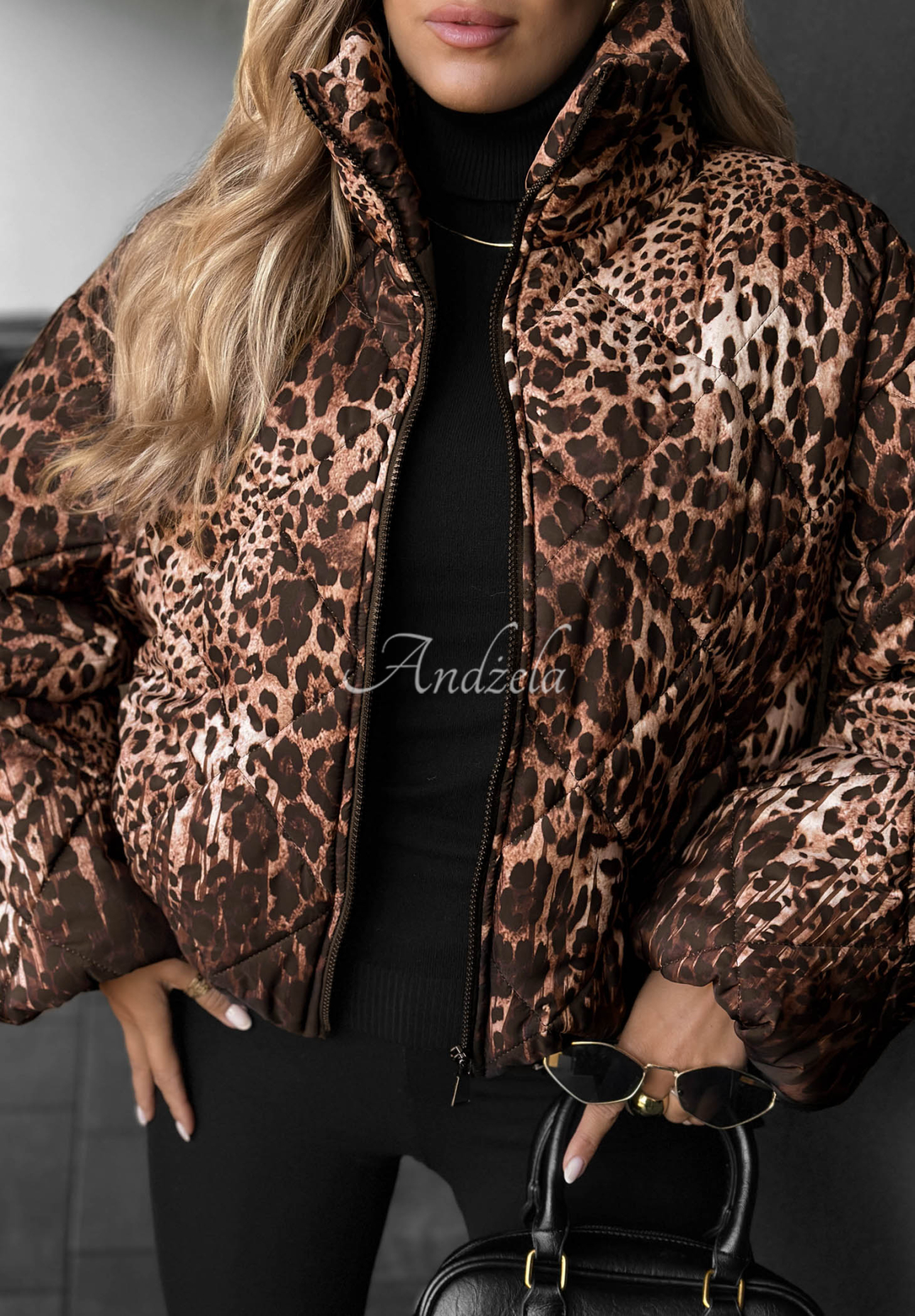 Gesteppte Bomberjacke mit Leopardenmuster Wild Freeze Camel