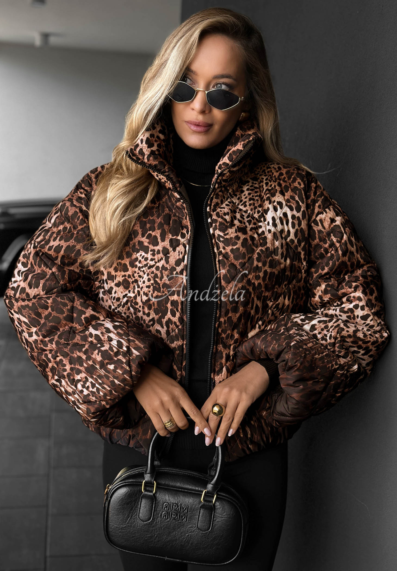 Gesteppte Bomberjacke mit Leopardenmuster Wild Freeze Camel