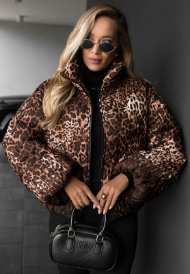 Gesteppte Bomberjacke mit Leopardenmuster Wild Freeze Camel