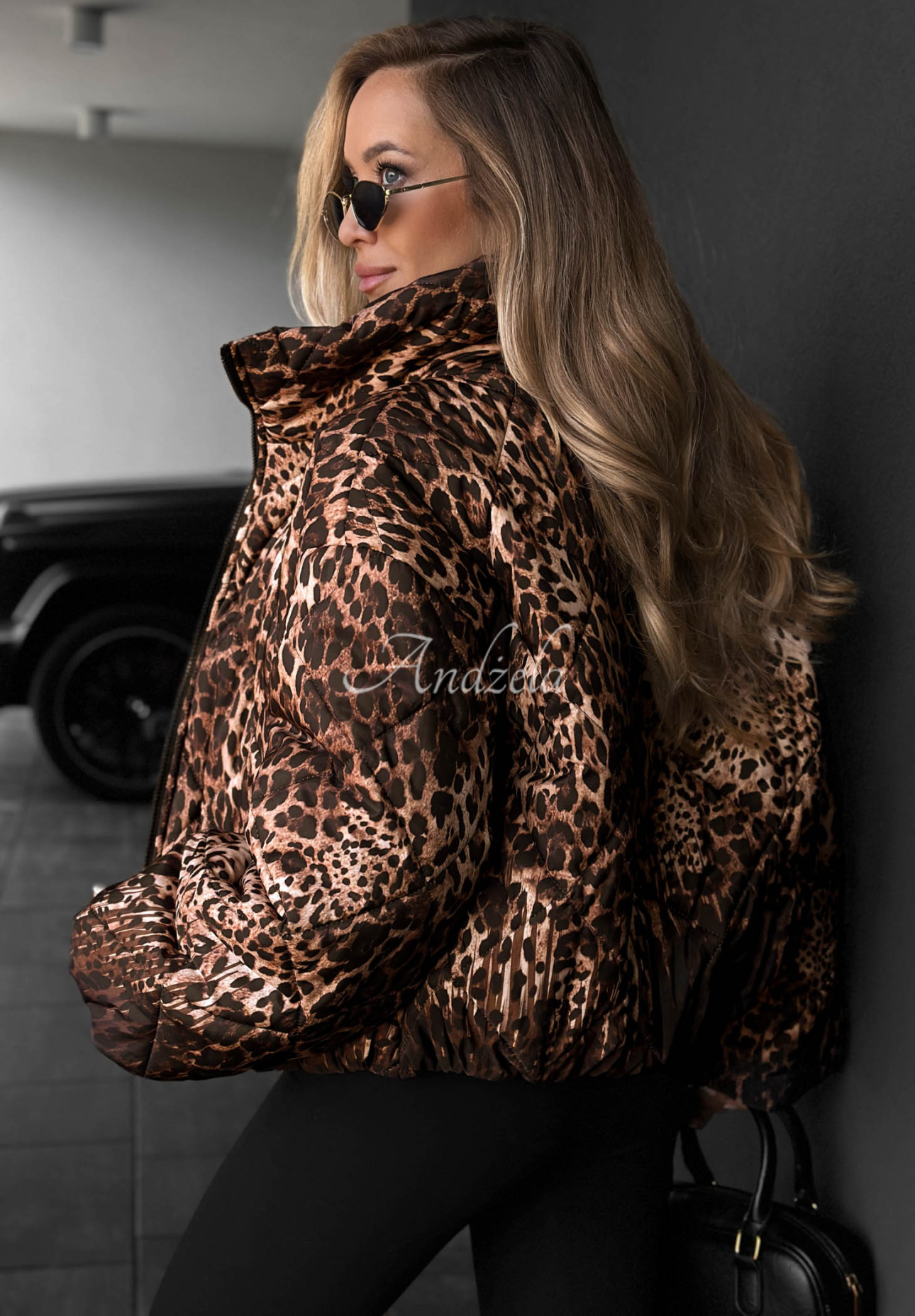 Gesteppte Bomberjacke mit Leopardenmuster Wild Freeze Camel