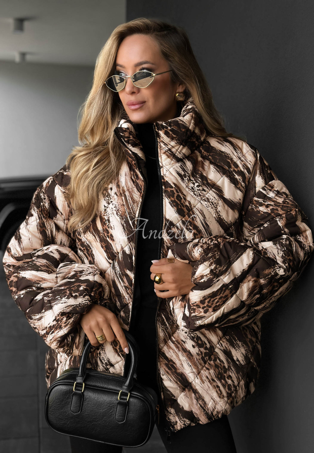 Gesteppte Bomberjacke mit Tiermuster Fancy Freeze Hell Beige