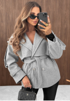 Dwurzędowy Mantel z kołnierzem i paskiem Sunday Coat Grau