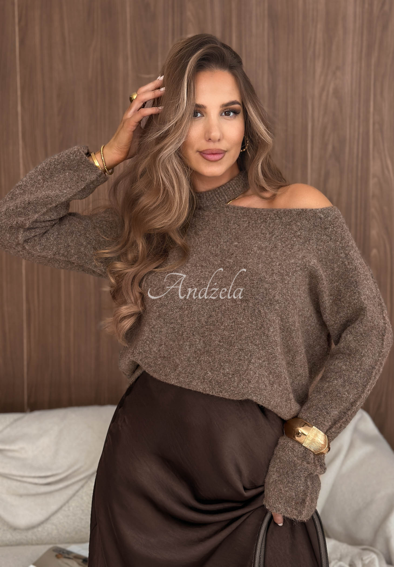Pullover mit Wolle und Alpaka, mit Cut-Out an der Schulter Soft Flirts Schokoladenbraun