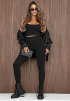 Dopasowane Leggings z szerokim pasem Daily Ritual Schwarz