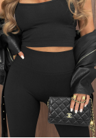 Dopasowane Leggings z szerokim pasem Daily Ritual Schwarz