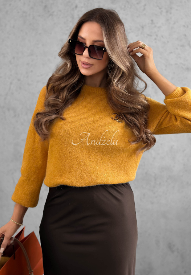 Weicher Pullover mit Baby-Alpaka Warm Enough Senffarben