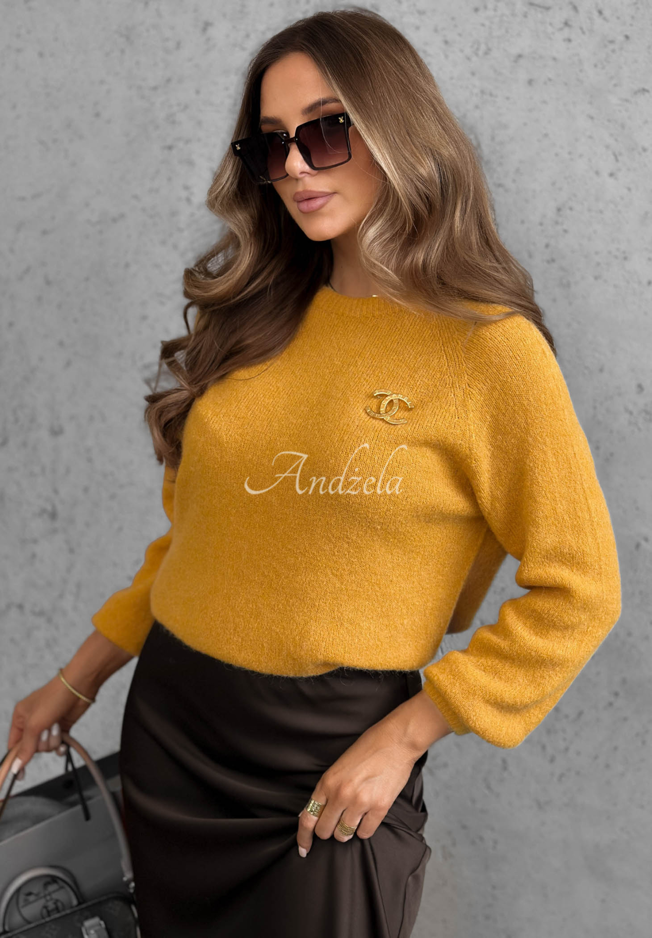 Weicher Pullover mit Baby-Alpaka Warm Enough Senffarben