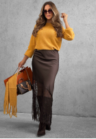 Satynowa Rock maxi z koronką Velvet Kiss Schwarz
