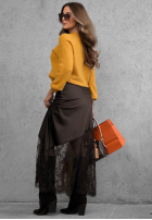 Satynowa Rock maxi z koronką Velvet Kiss Schwarz