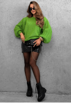 Pullover z ozdobnie plecionymi rękawami Comfort First Grün