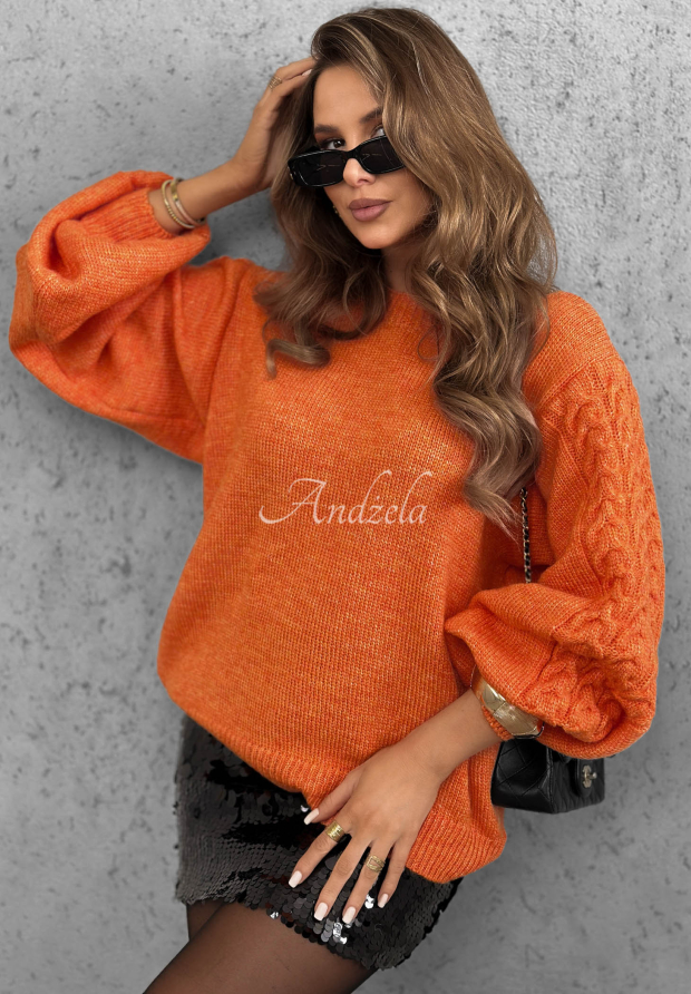 Wollpullover mit dekorativ gestrickten &Auml;rmeln Comfort First Orange