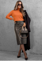 Dopasowany Pullover z golfem Early Evening Rot