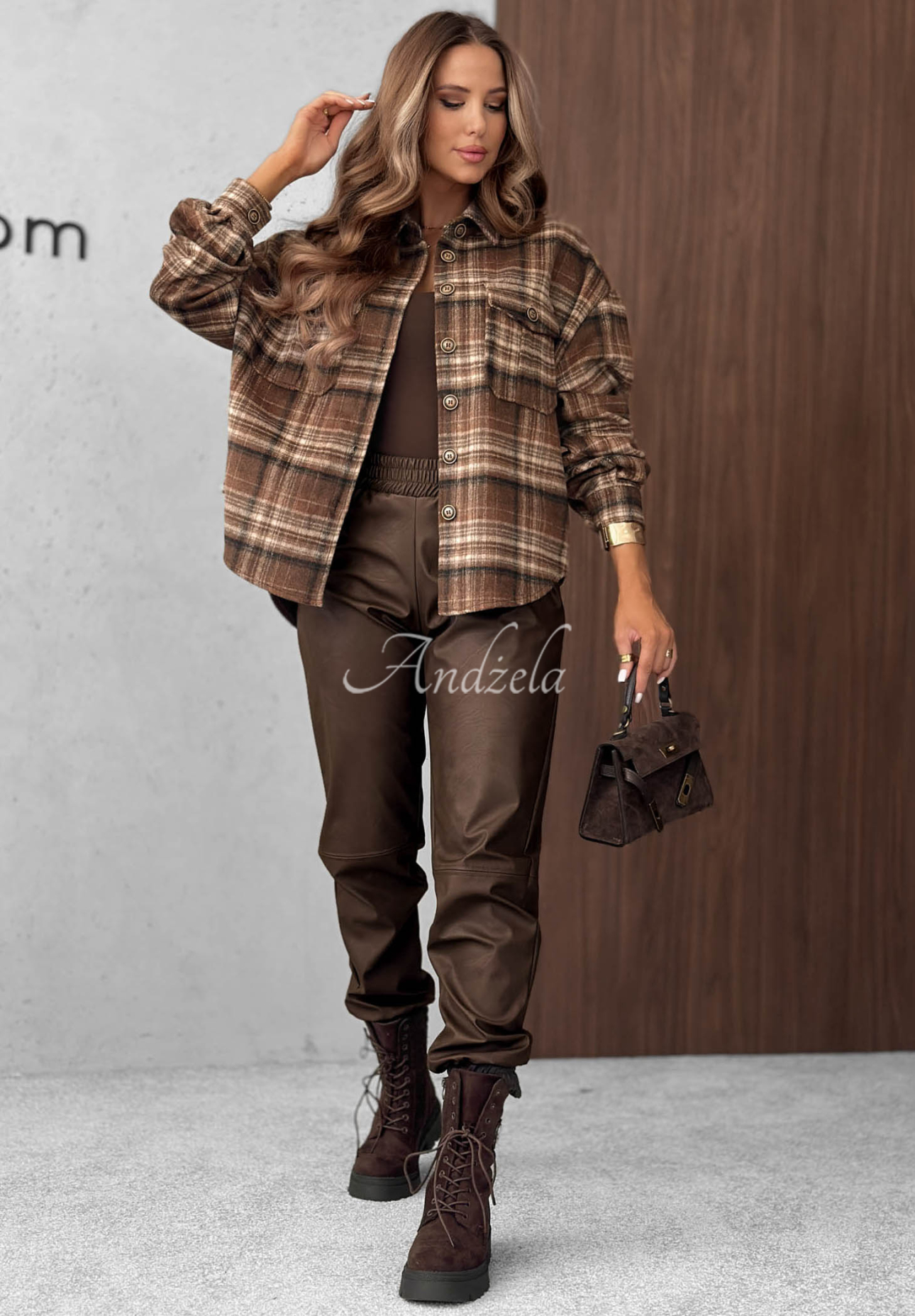 Kariertes Hemd mit Wollanteil Maple Plaid Schokoladenbraun