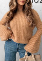 Moherowy Pullover z szerokimi rękawami Cloudly Camel