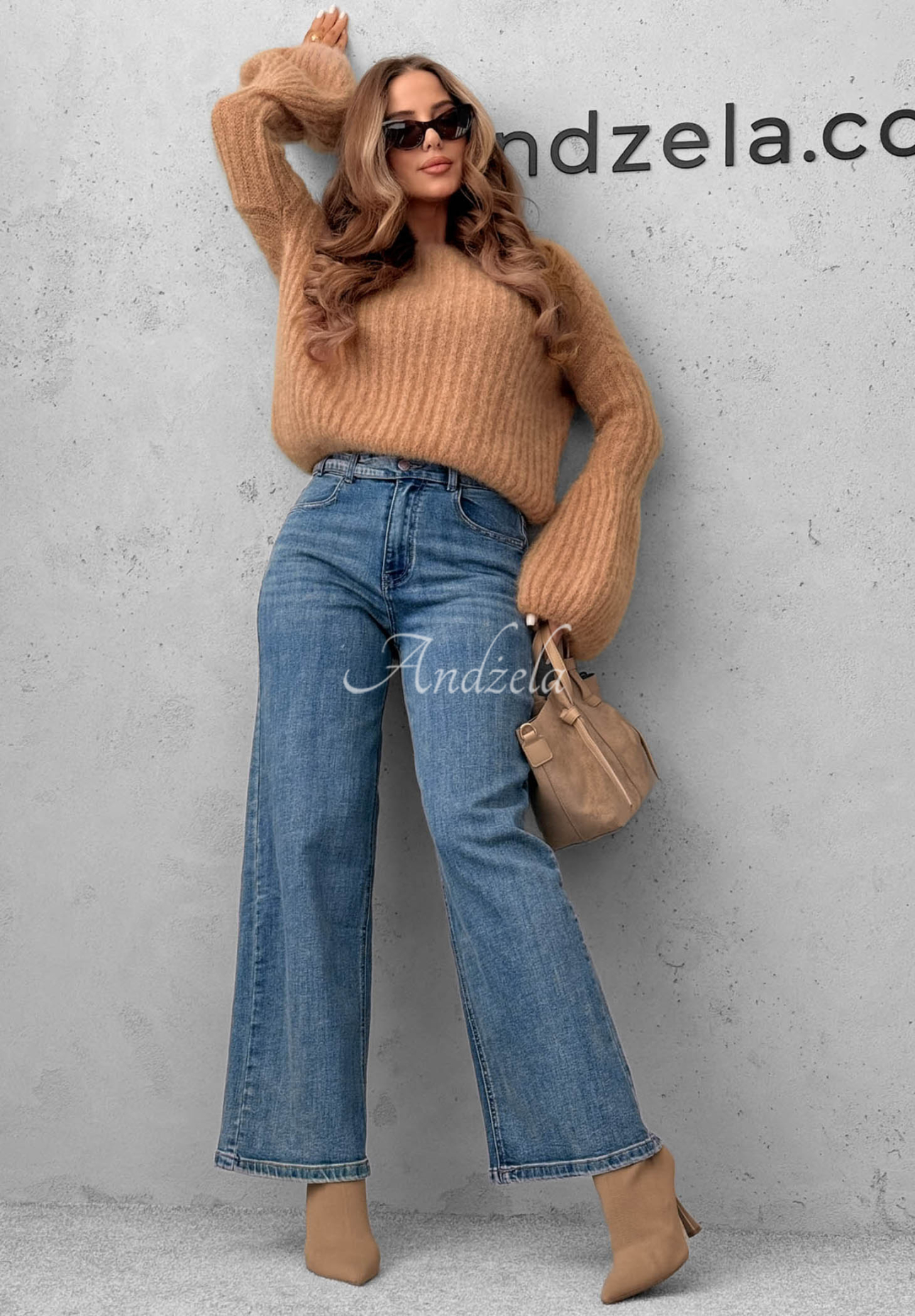Mohairpullover mit weiten Ärmeln Cocomore Cloudly Camel